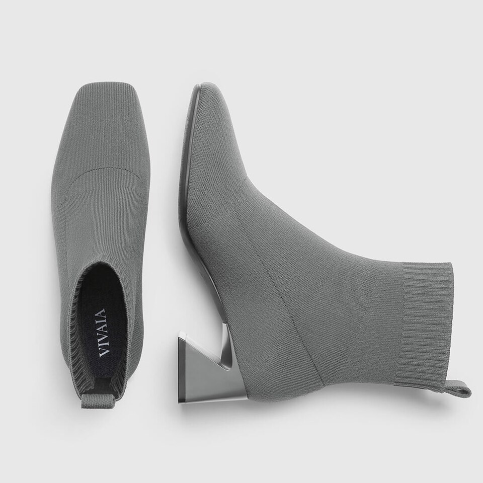 Regina Boots in Sparkling Silver | Women's Sustainable and Stylish Black Shoes | VIVAIA