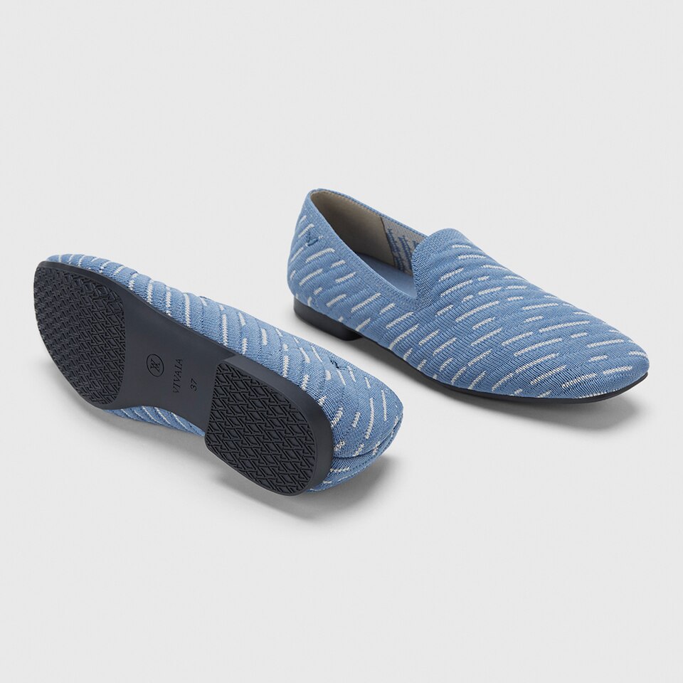 Marina Square-toe Loafers in Denim Gray | Women's Sustainable, Washable and Stylish Shoes | VIVAIA