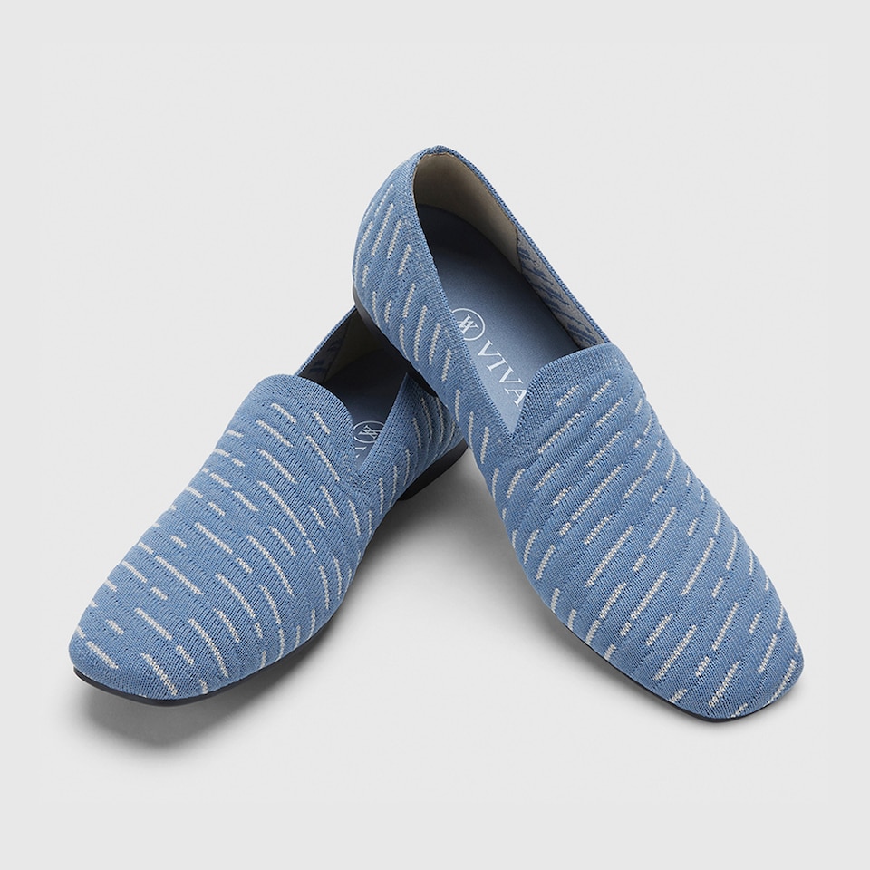 Marina Square-toe Loafers in Denim Gray | Women's Sustainable, Washable and Stylish Shoes | VIVAIA