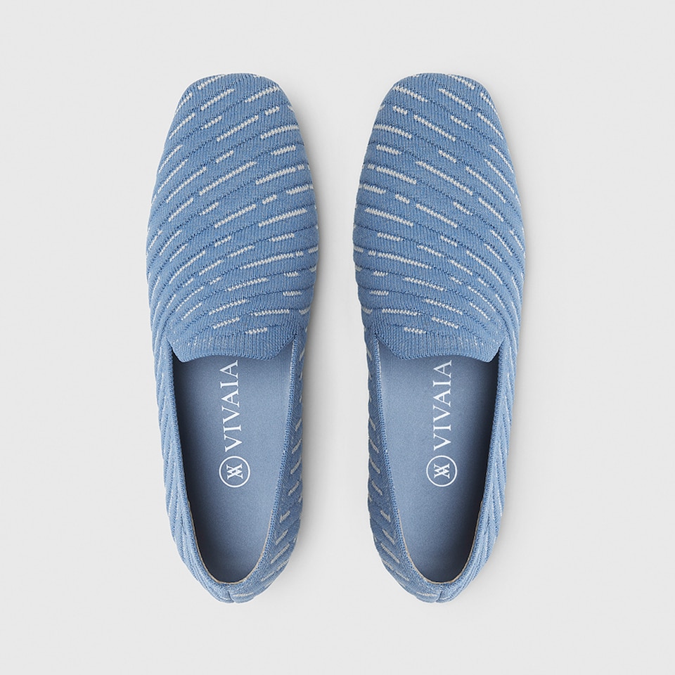 Marina Square-toe Loafers in Denim Gray | Women's Sustainable, Washable and Stylish Shoes | VIVAIA