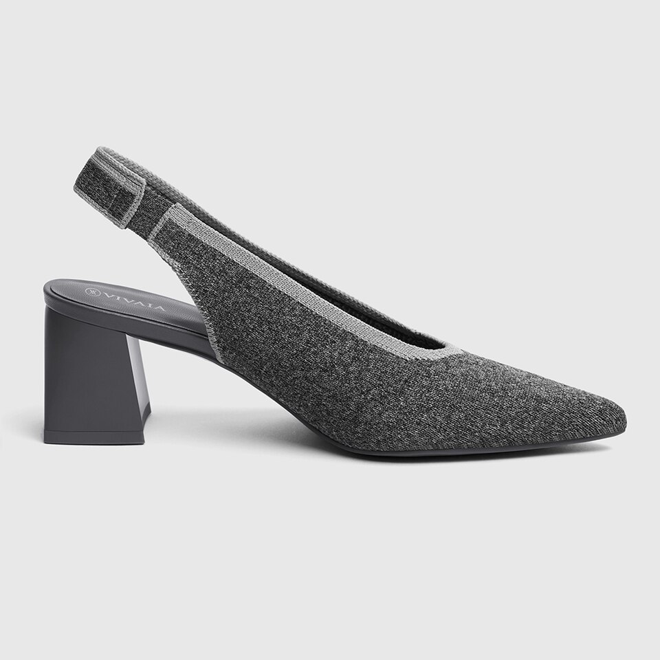 Della Pointy Heeled Sandals in Rich Grey | Women's Sustainable and Stylish Shoes | VIVAIA