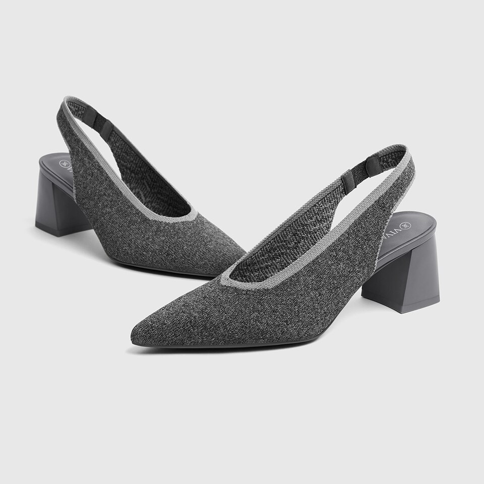 Della Pointy Heeled Sandals in Rich Grey | Women's Sustainable and Stylish Shoes | VIVAIA