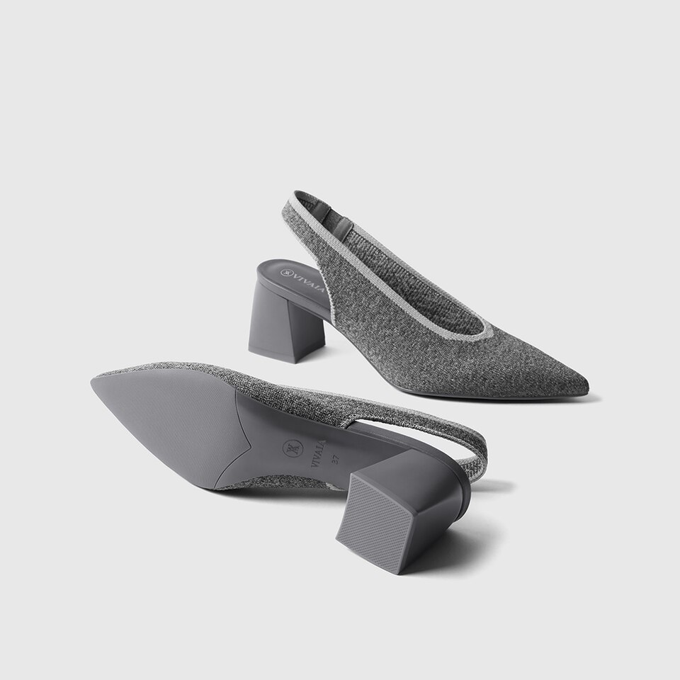 Della Pointy Heeled Sandals in Rich Grey | Women's Sustainable and Stylish Shoes | VIVAIA