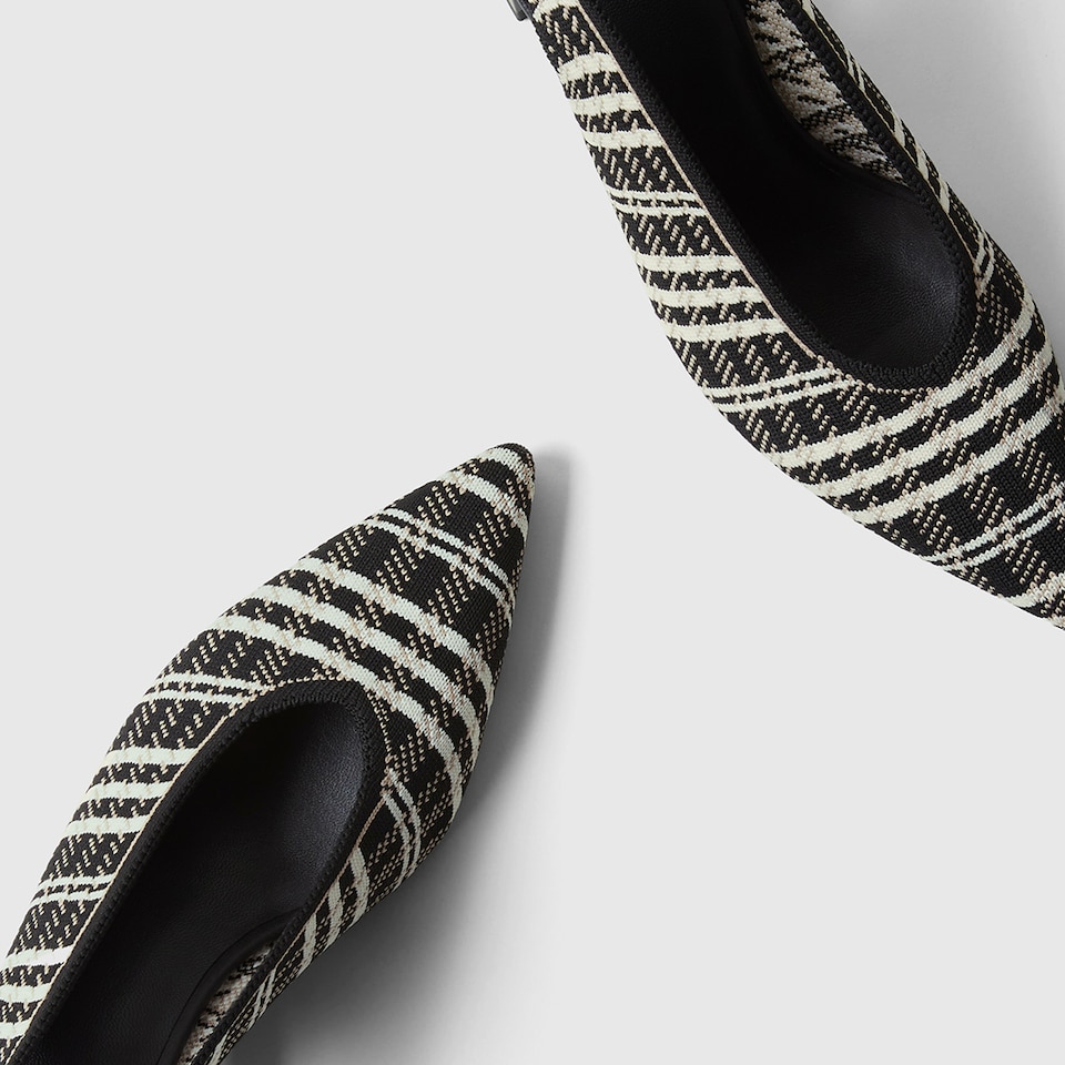 Della Pointy Heeled Sandals in Black Plaid | Women's Sustainable and Stylish Shoes | VIVAIA