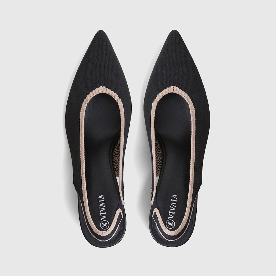 Della Pointy Heeled Sandals in Deep Ebony | Women's Sustainable and Stylish Black Shoes | VIVAIA