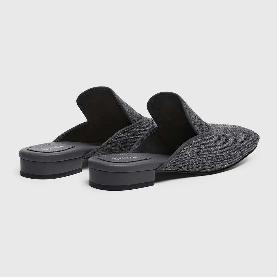 Marie Square-toe Mules in Rich Grey | Women's Sustainable and Stylish Shoes | VIVAIA