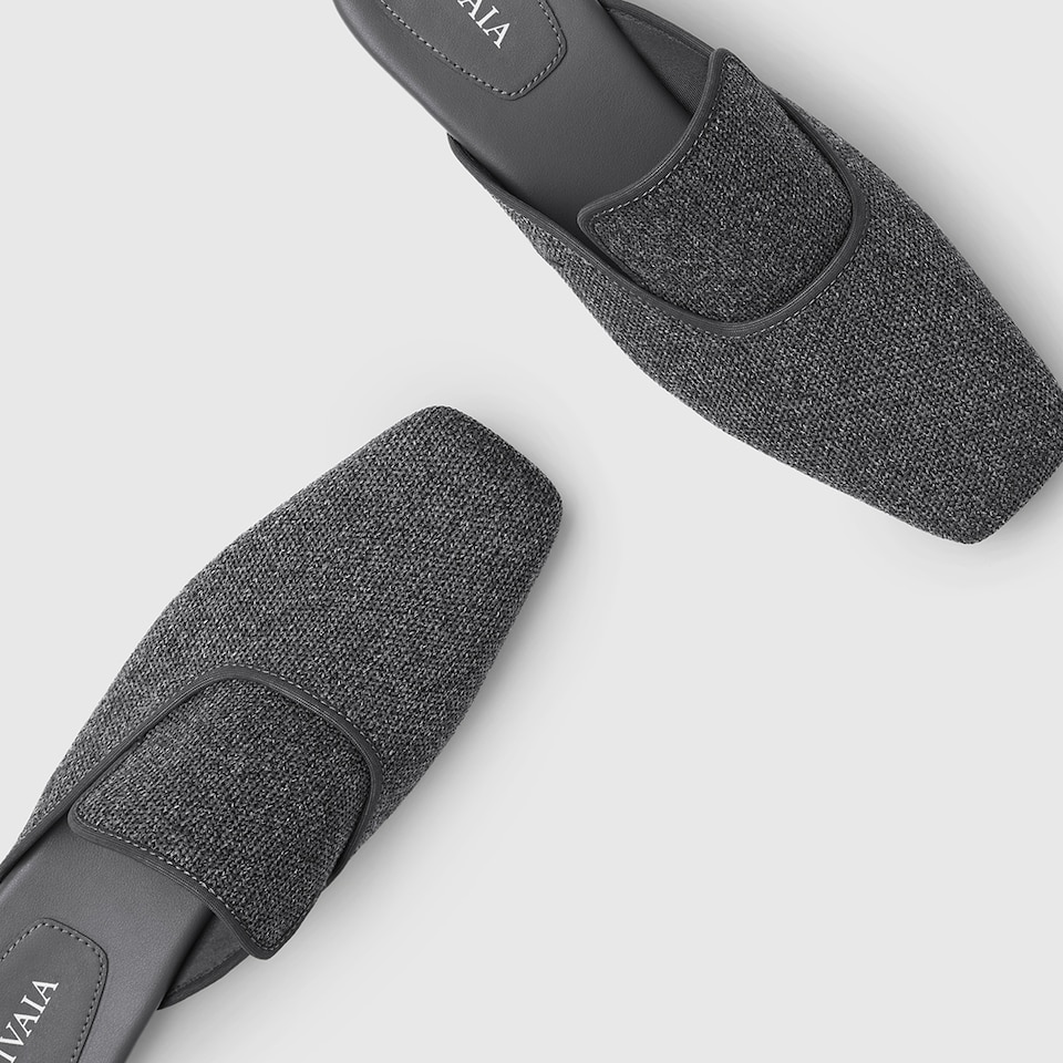 Marie Square-toe Mules in Rich Grey | Women's Sustainable and Stylish Shoes | VIVAIA