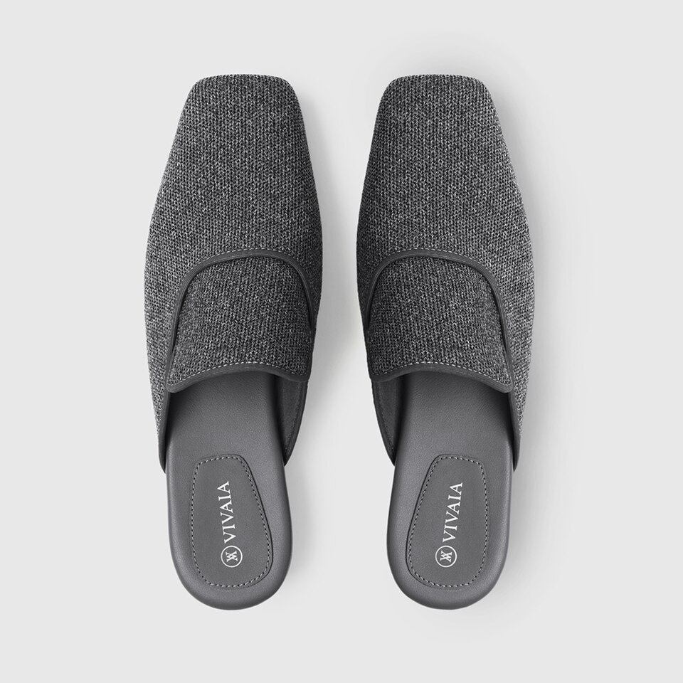 Marie Square-toe Mules in Rich Grey | Women's Sustainable and Stylish Shoes | VIVAIA