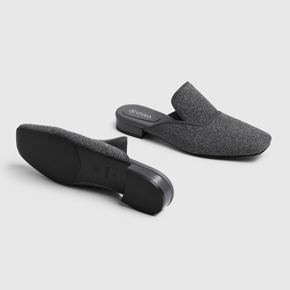 Marie Square-toe Mules in Rich Grey | Women's Sustainable and Stylish Shoes | VIVAIA