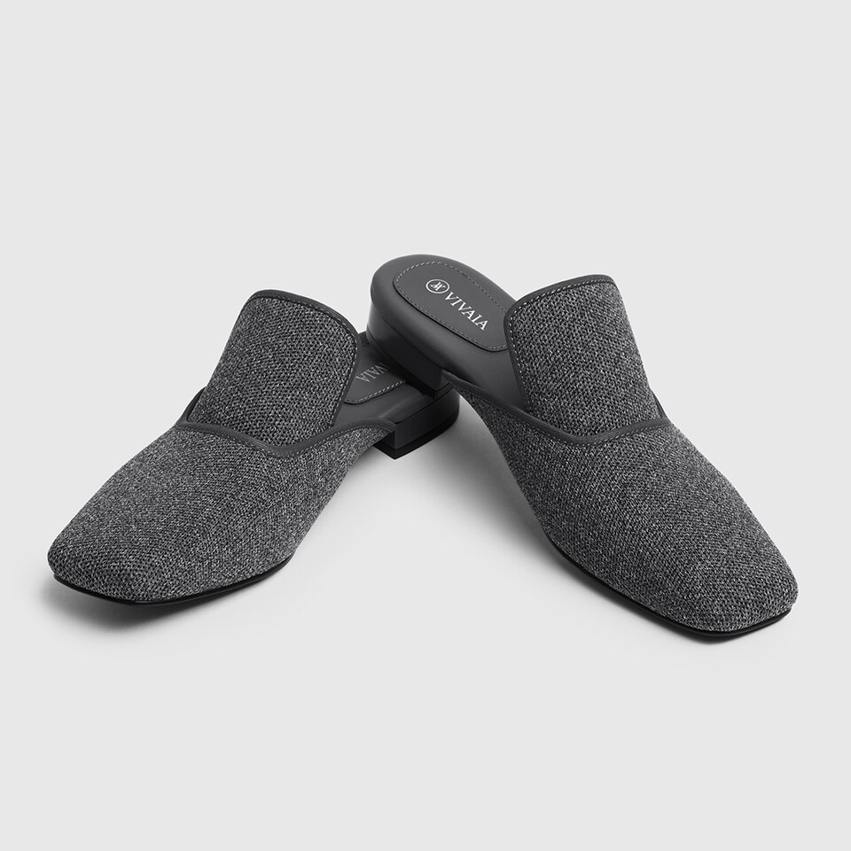Marie Square-toe Mules in Rich Grey | Women's Sustainable and Stylish Shoes | VIVAIA