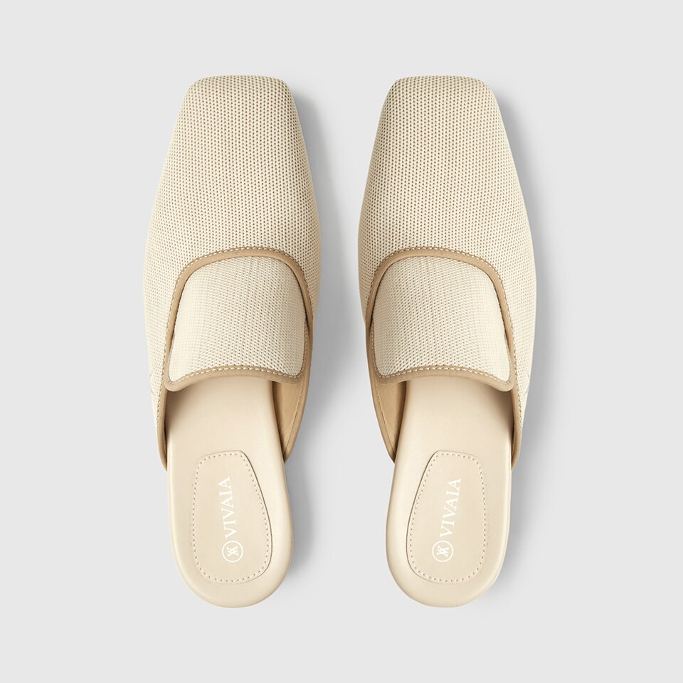 Marie Square-toe Mules in Cream Ivory | Women's Sustainable and Stylish Shoes | VIVAIA