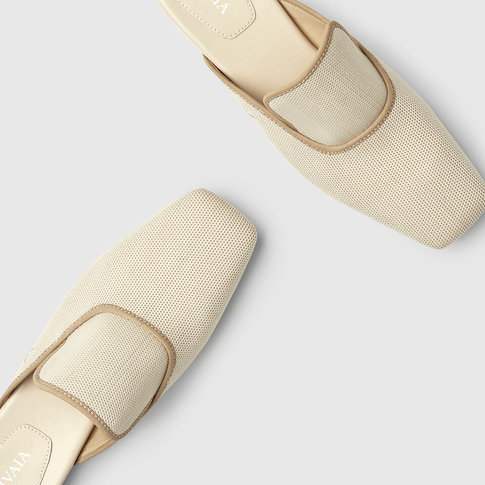 Marie Square-toe Mules in Cream Ivory | Women's Sustainable and Stylish Shoes | VIVAIA