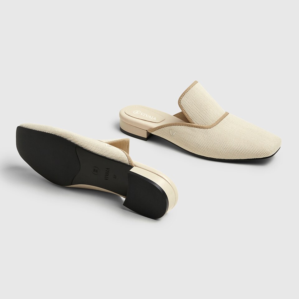 Marie Square-toe Mules in Cream Ivory | Women's Sustainable and Stylish Shoes | VIVAIA