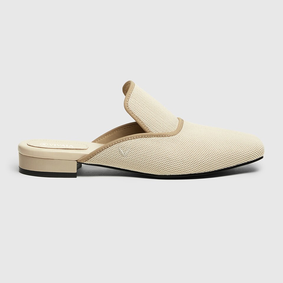Marie Square-toe Mules in Cream Ivory | Women's Sustainable and Stylish Shoes | VIVAIA