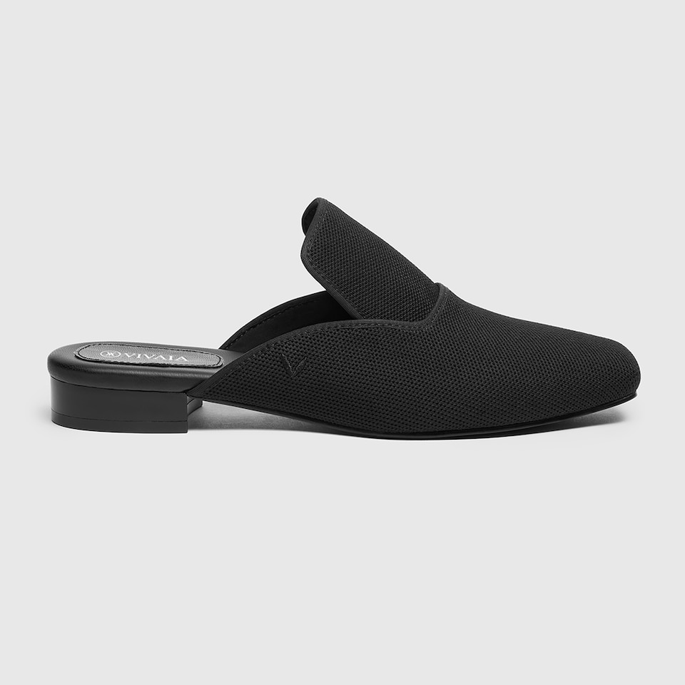 Marie Square-toe Mules in Deep Ebony | Women's Sustainable and Stylish Black Shoes | VIVAIA