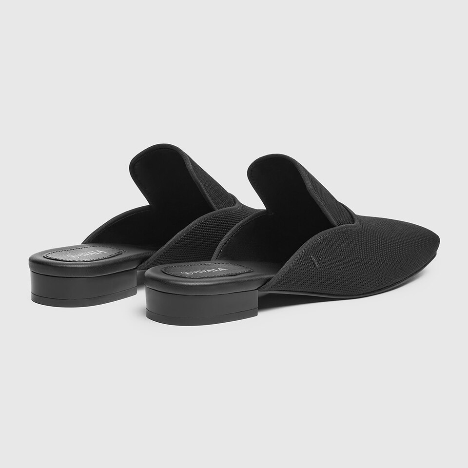 Marie Square-toe Mules in Deep Ebony | Women's Sustainable and Stylish Black Shoes | VIVAIA