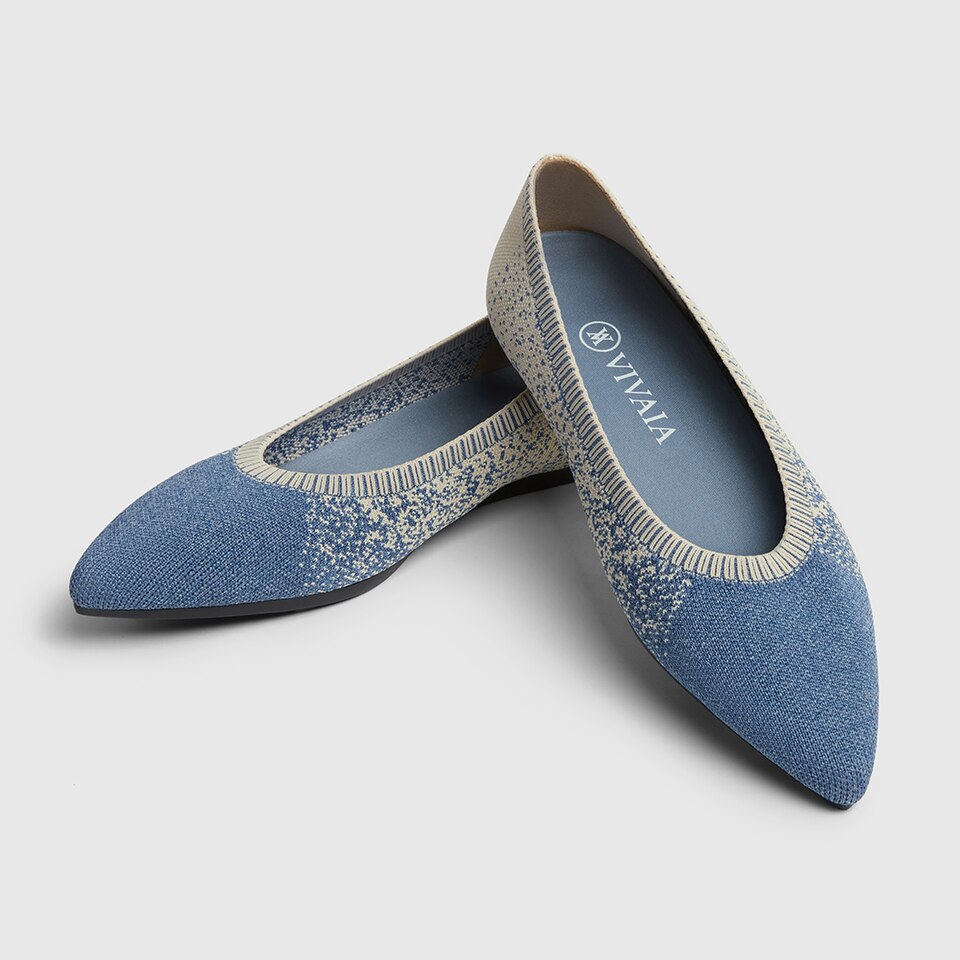 Aria 2.0 Pointy Flats in Starry Blue | Women's Sustainable, Washable and Stylish Shoes | VIVAIA