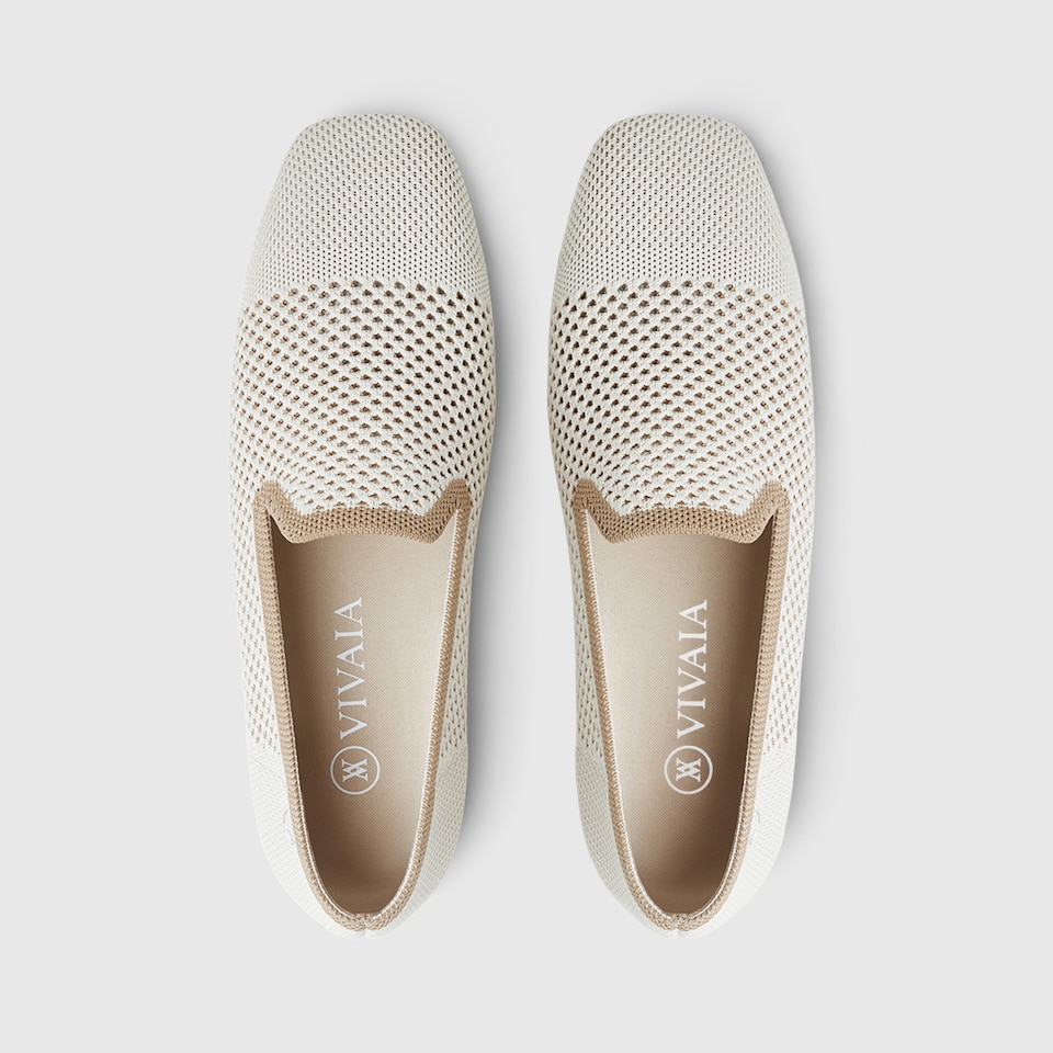 Reva Square-toe Loafers in Cream Ivory | Women's Sustainable, Washable and Stylish Shoes | VIVAIA