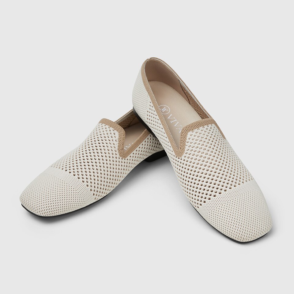 Reva Square-toe Loafers in Cream Ivory | Women's Sustainable, Washable and Stylish Shoes | VIVAIA