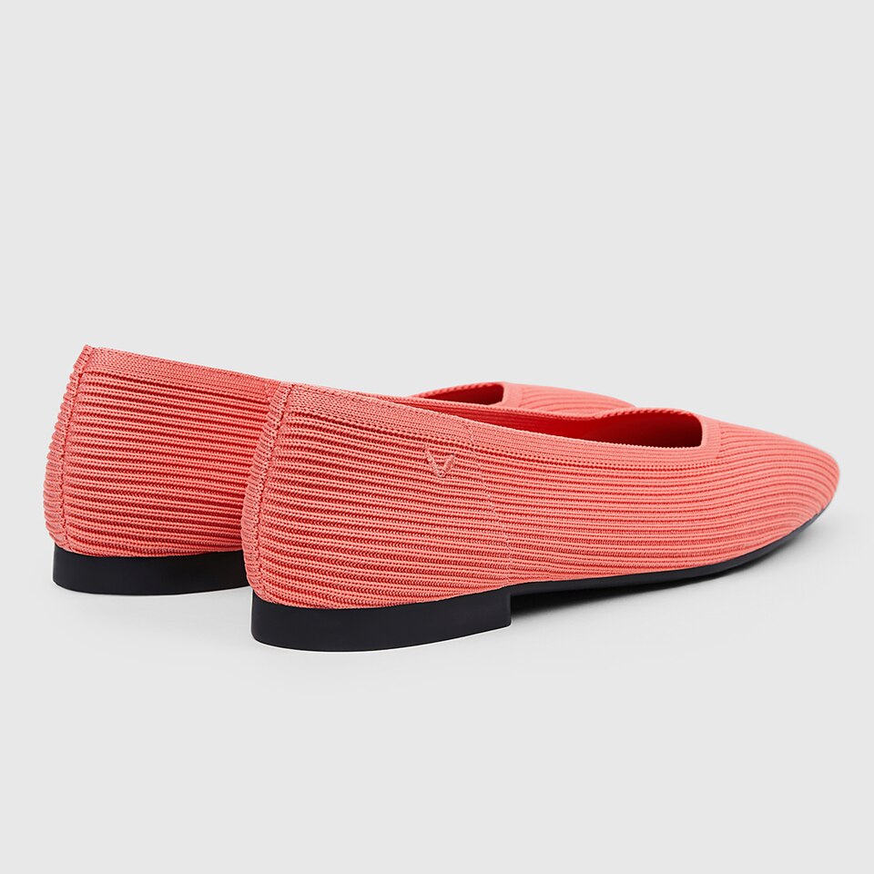 Margot Square-toe Flats in Coral Orange | Women's Sustainable, Washable and Stylish Shoes | VIVAIA