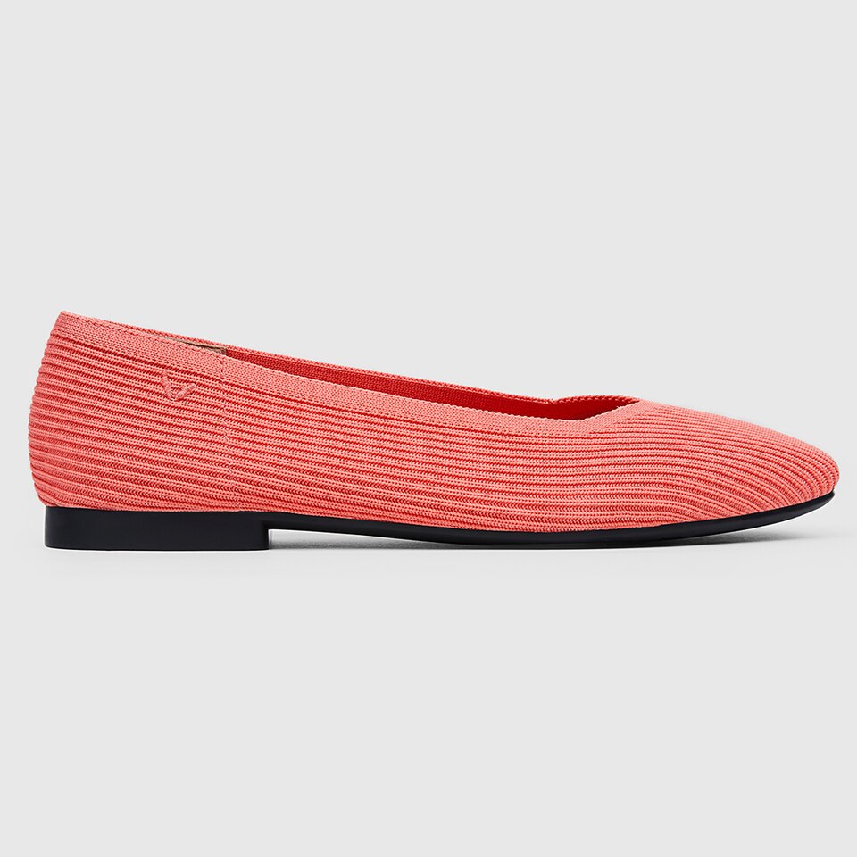 Margot Square-toe Flats in Coral Orange | Women's Sustainable, Washable and Stylish Shoes | VIVAIA