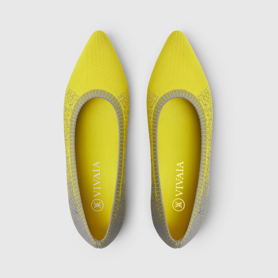 Aria 2.0 Pointy Flats in Primrose Yellow | Women's Sustainable, Washable and Stylish Shoes | VIVAIA