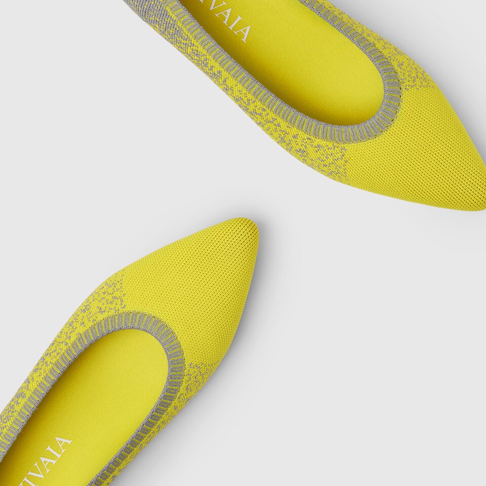 Aria 2.0 Pointy Flats in Primrose Yellow | Women's Sustainable, Washable and Stylish Shoes | VIVAIA