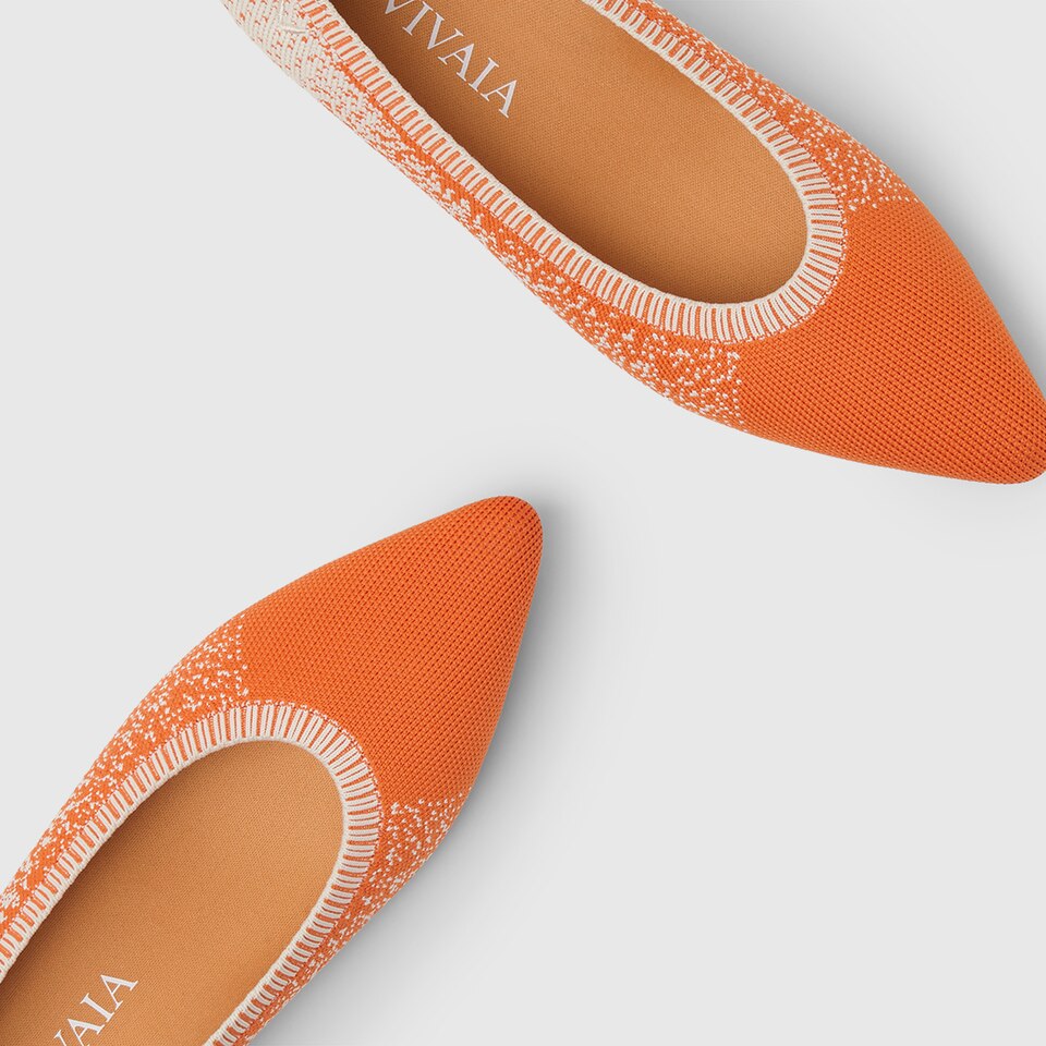 Aria 2.0 Pointy Flats in Vibrant Orange | Women's Sustainable, Washable and Stylish Shoes | VIVAIA