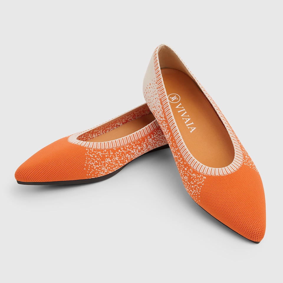 Aria 2.0 Pointy Flats in Vibrant Orange | Women's Sustainable, Washable and Stylish Shoes | VIVAIA
