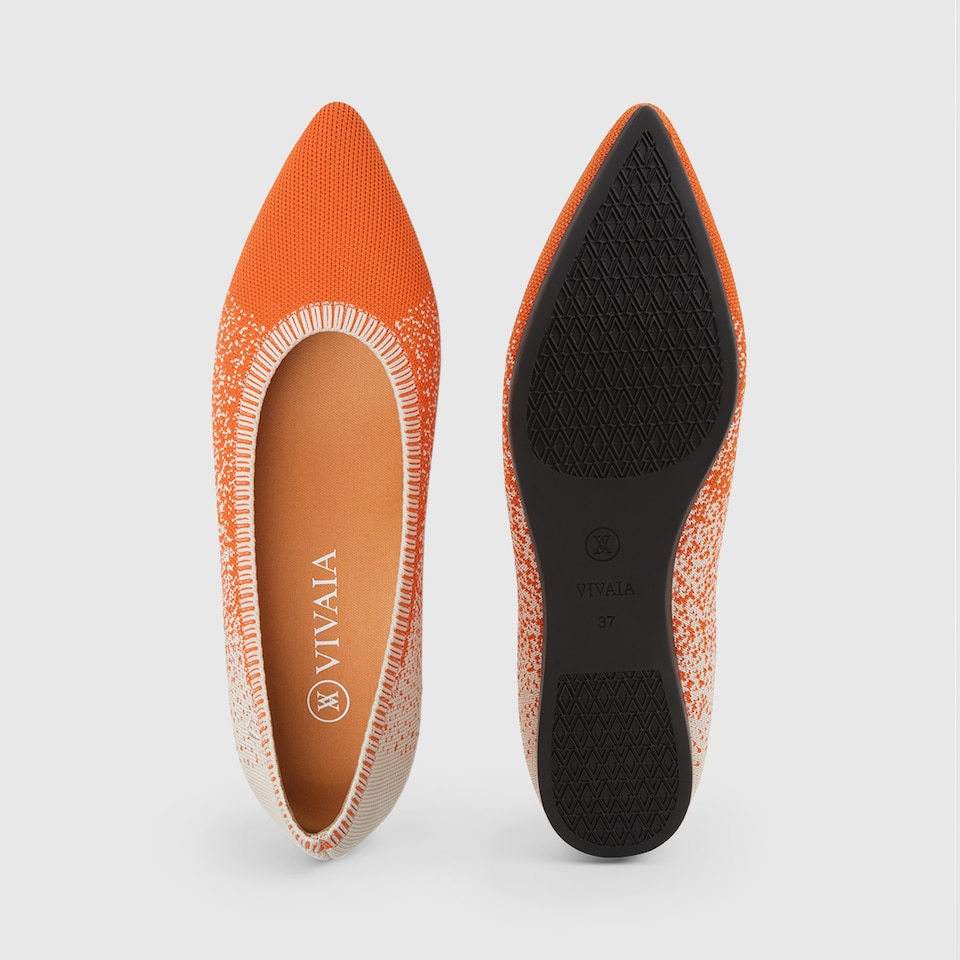 Aria 2.0 Pointy Flats in Vibrant Orange | Women's Sustainable, Washable and Stylish Shoes | VIVAIA