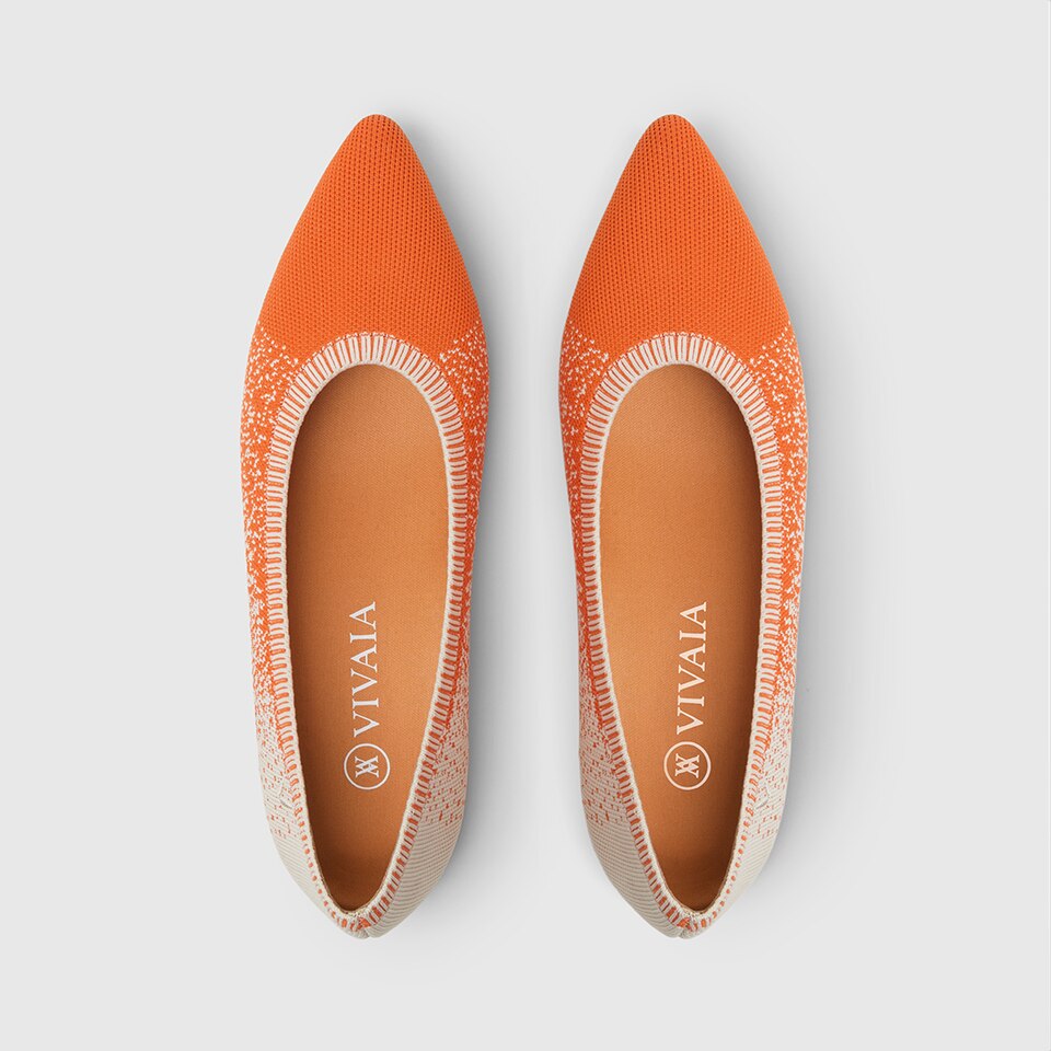 Aria 2.0 Pointy Flats in Vibrant Orange | Women's Sustainable, Washable and Stylish Shoes | VIVAIA