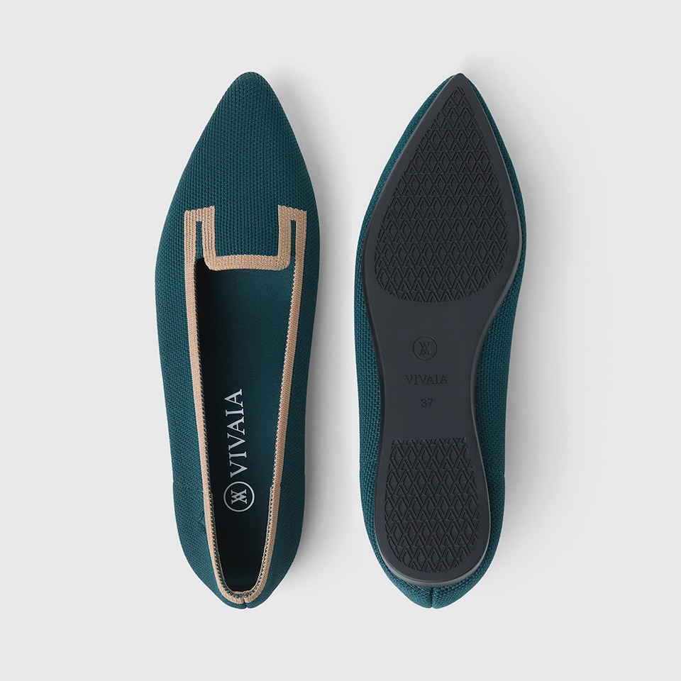 Manon Pointy Flats in Hunter Green | Women's Sustainable, Washable and Stylish Shoes | VIVAIA