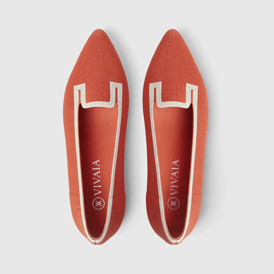 Manon Pointy Flats in Carrot Orange | Women's Sustainable, Washable and Stylish Shoes | VIVAIA