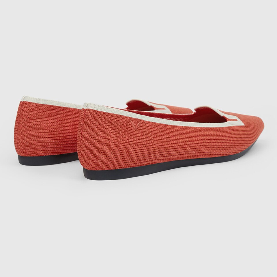Manon Pointy Flats in Carrot Orange | Women's Sustainable, Washable and Stylish Shoes | VIVAIA