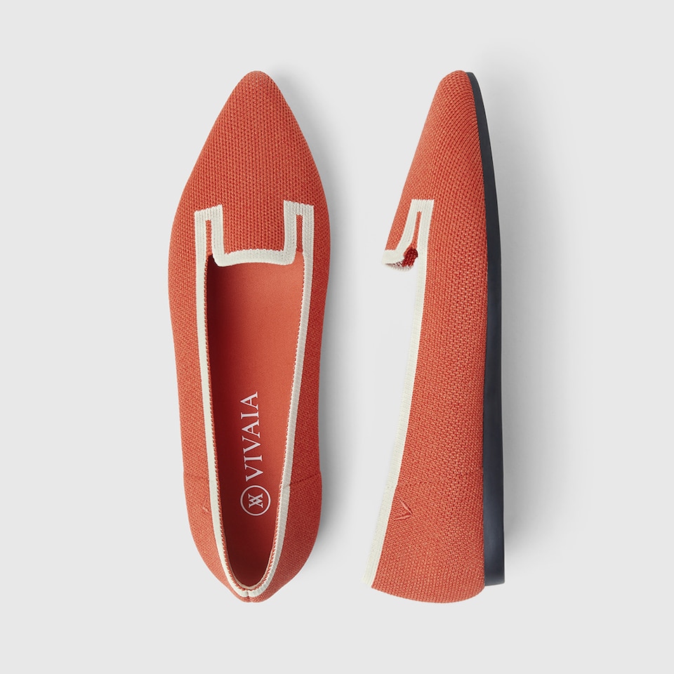 Manon Pointy Flats in Carrot Orange | Women's Sustainable, Washable and Stylish Shoes | VIVAIA