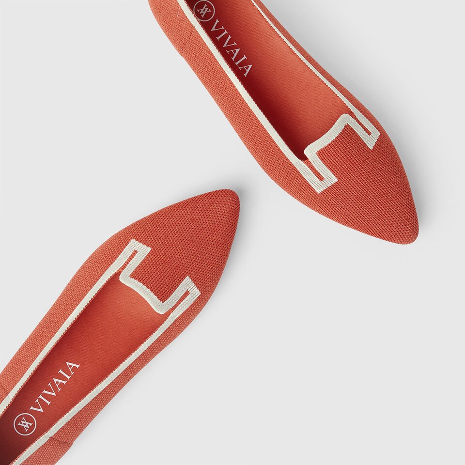 Manon Pointy Flats in Carrot Orange | Women's Sustainable, Washable and Stylish Shoes | VIVAIA