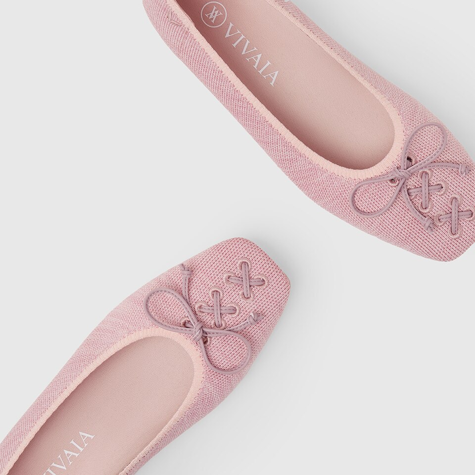 Elvira Square-toe Ballet Flats in Pale Pink | Women's Sustainable, Washable and Stylish Black Shoes | VIVAIA