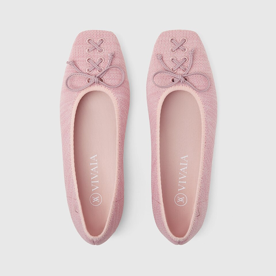 Elvira Square-toe Ballet Flats in Pale Pink | Women's Sustainable, Washable and Stylish Black Shoes | VIVAIA