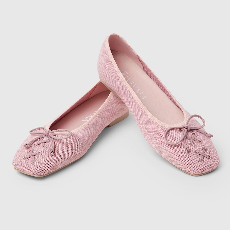 Elvira Square-toe Ballet Flats in Pale Pink | Women's Sustainable, Washable and Stylish Black Shoes | VIVAIA