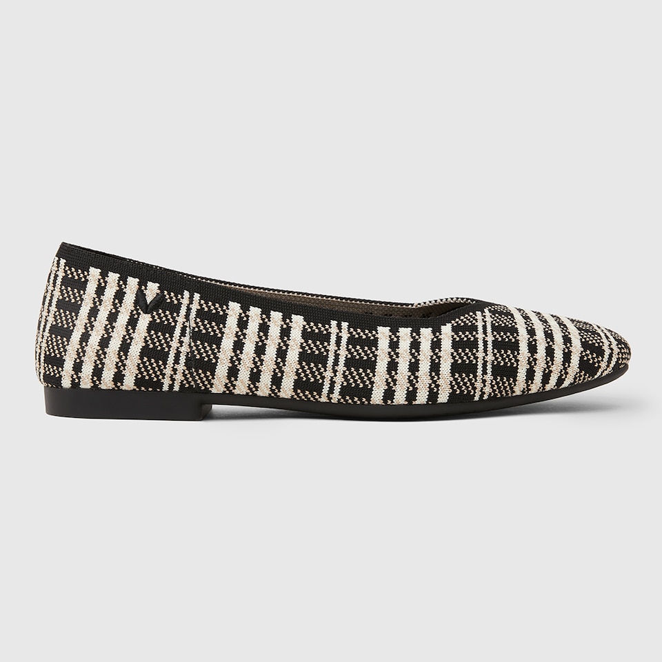 Margot Square-toe Flats in Black Plaid | Women's Sustainable, Washable and Stylish Shoes | VIVAIA