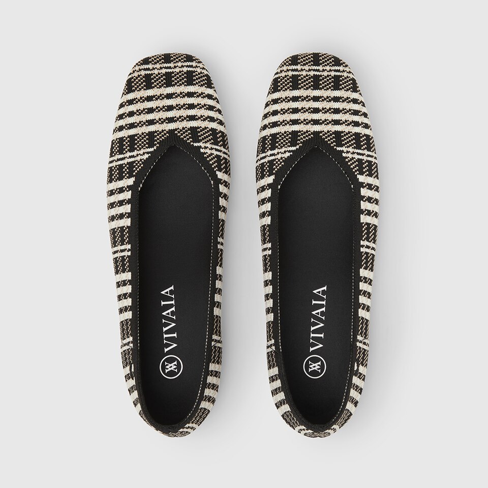 Margot Square-toe Flats in Black Plaid | Women's Sustainable, Washable and Stylish Shoes | VIVAIA