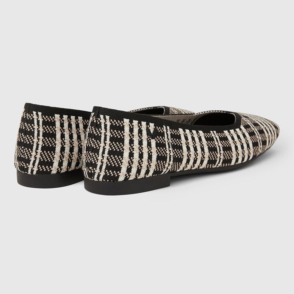 Margot Square-toe Flats in Black Plaid | Women's Sustainable, Washable and Stylish Shoes | VIVAIA