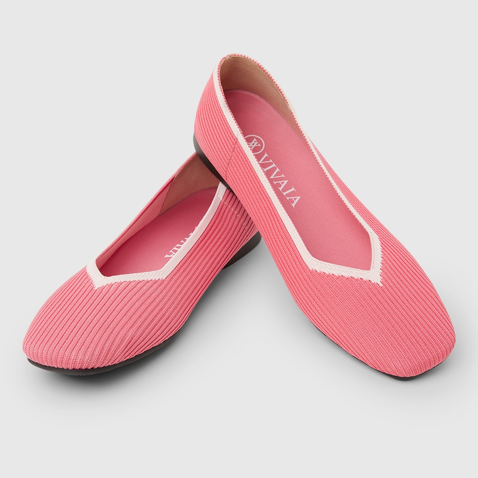 Margot Square-toe Machine Washable Flats in Punch Red | VIVAIA