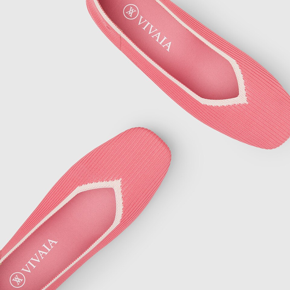 Margot Square-toe Machine Washable Flats in Punch Red | VIVAIA