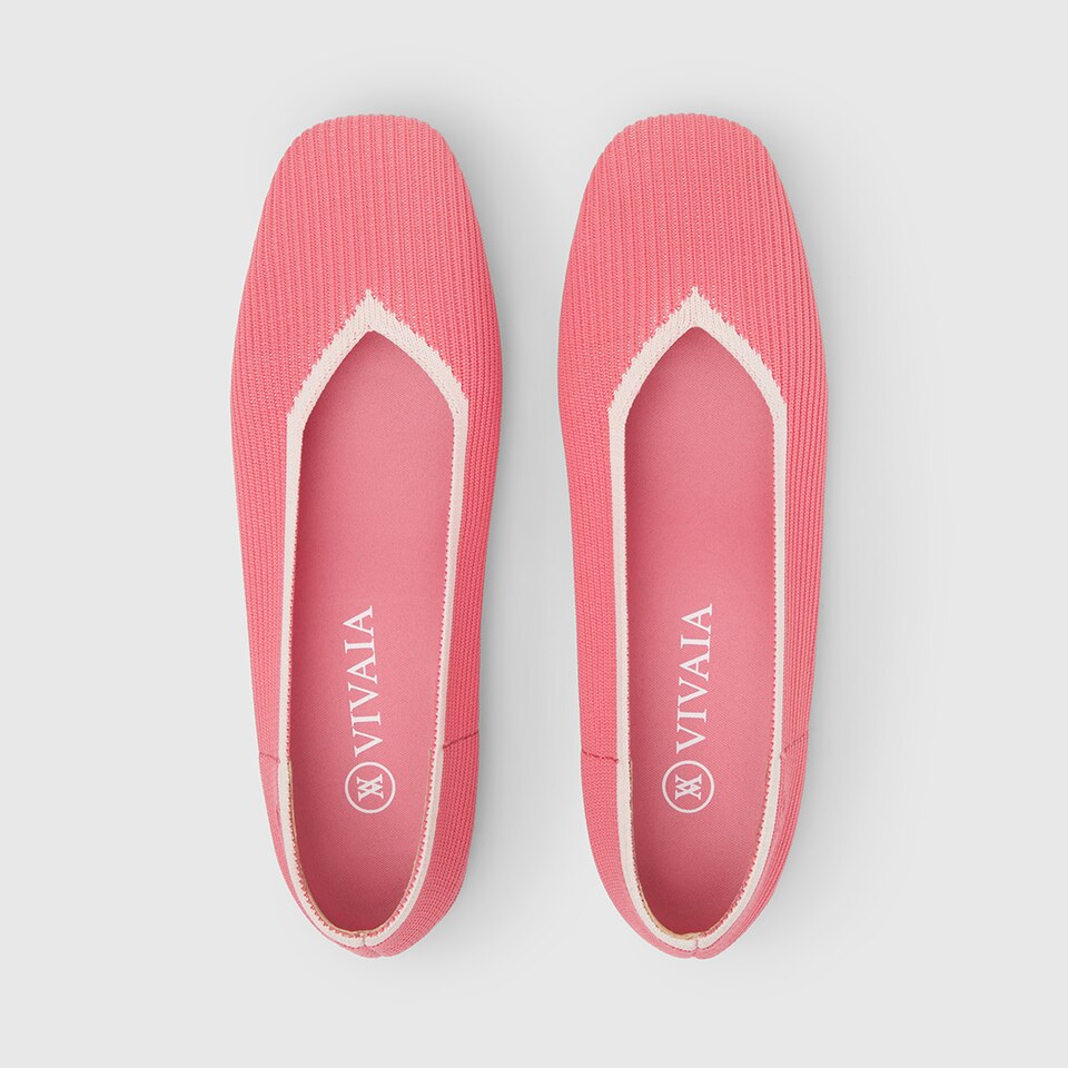 Margot Square-toe Machine Washable Flats in Punch Red | VIVAIA