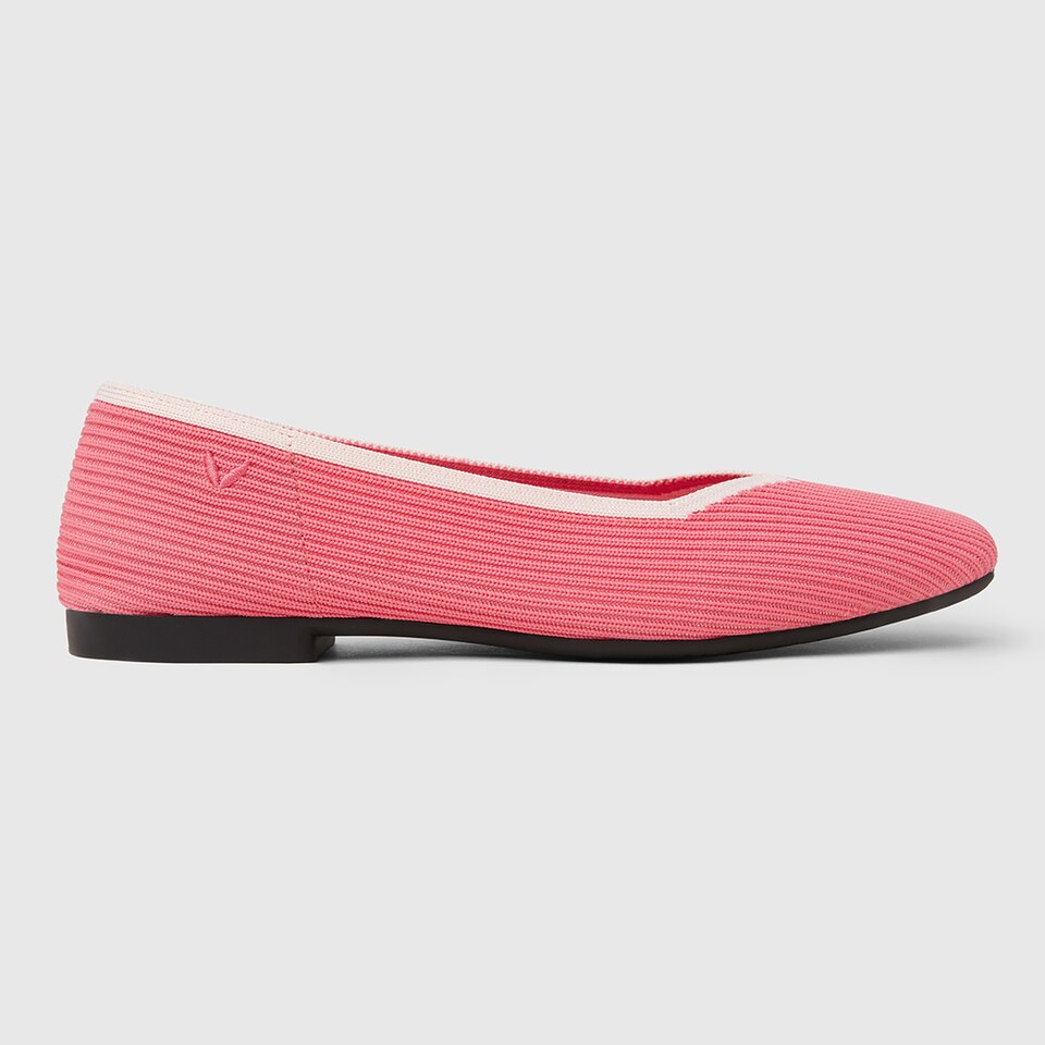 Margot Square-toe Machine Washable Flats in Punch Red | VIVAIA