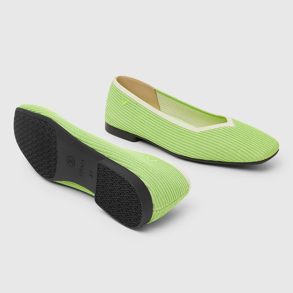 Margot Square-toe Flats in Lime Green | Women's Sustainable, Washable and Stylish Shoes | VIVAIA