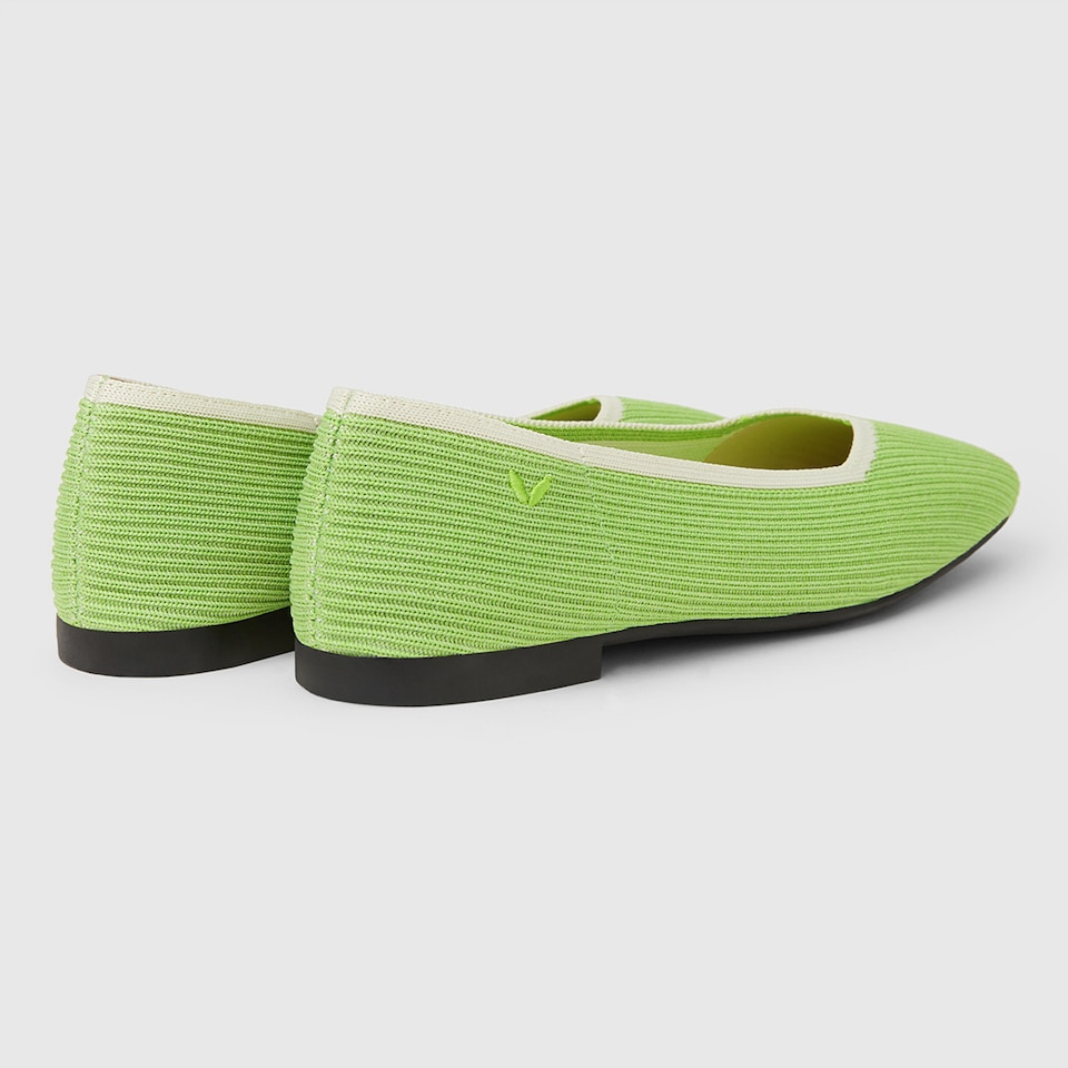 Margot Square-toe Flats in Lime Green | Women's Sustainable, Washable and Stylish Shoes | VIVAIA