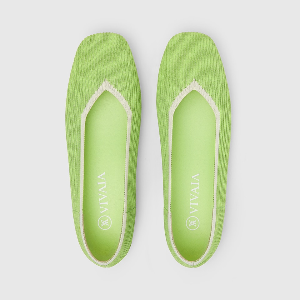 Margot Square-toe Flats in Lime Green | Women's Sustainable, Washable and Stylish Shoes | VIVAIA