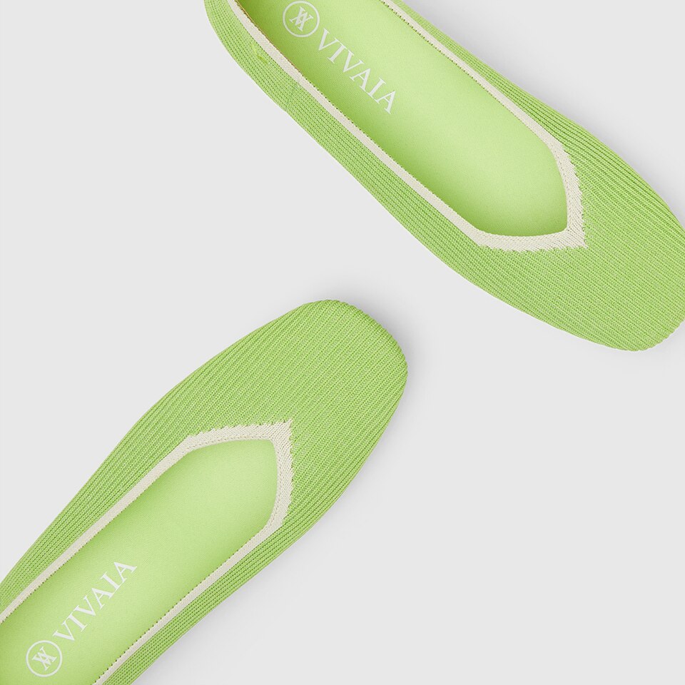 Margot Square-toe Flats in Lime Green | Women's Sustainable, Washable and Stylish Shoes | VIVAIA